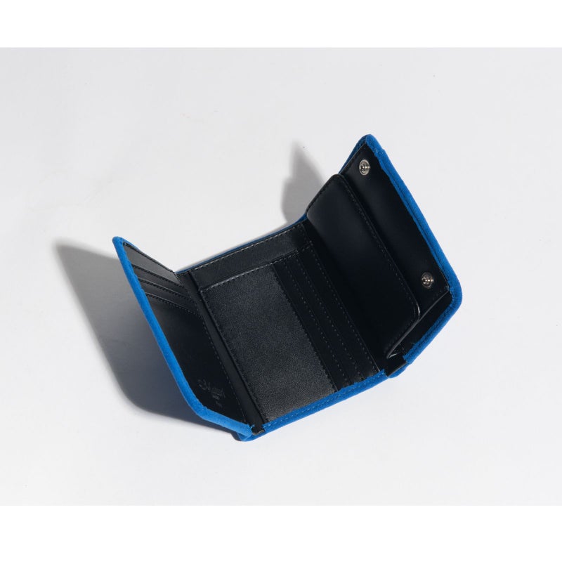 アルカンターラピスタシリーズ　三つ折財布ブルー／ブラック3