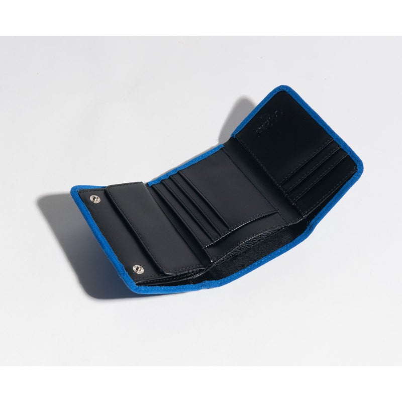 アルカンターラピスタシリーズ　三つ折財布ブルー／ブラック4